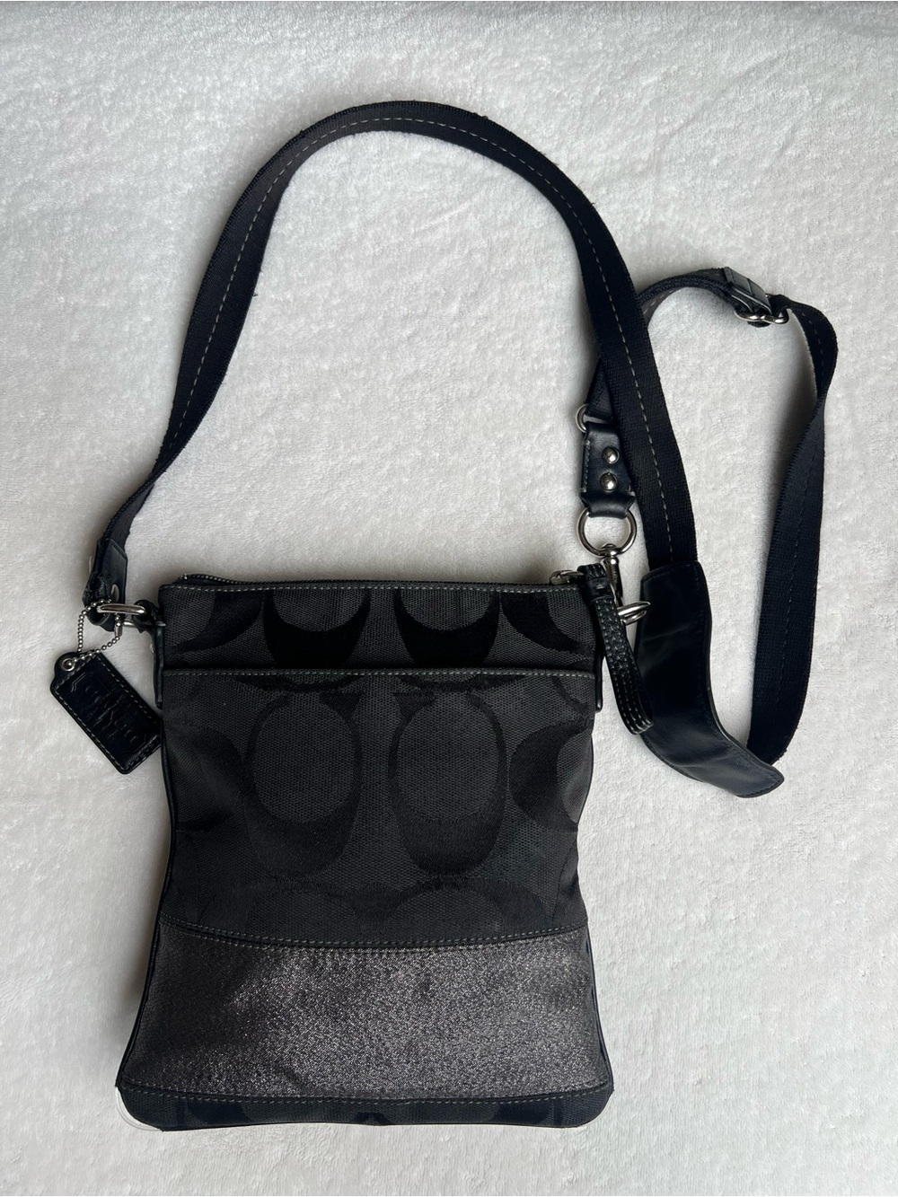 Vintage Coach Black Signature Crossbody Bag